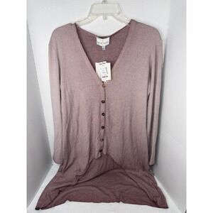 Belle France Womens Ribbed Knit Angel Wing Sequin Cardigan Blush Mauve Small NEW